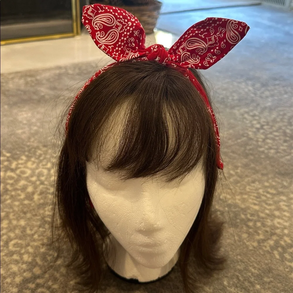 KIDS Red Paisley Bandana Headband